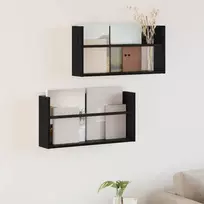 Žurnalų stovas su lentyna 2 pcs Juodas ąžuolas 60 x 12 x 30 cm