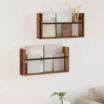Žurnalų stovas su lentyna 2 pcs Senas medis 60 x 12 x 30 cm