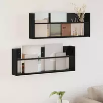Žurnalų stovas su lentyna 2 pcs Juodas ąžuolas 80 x 12 x 30 cm