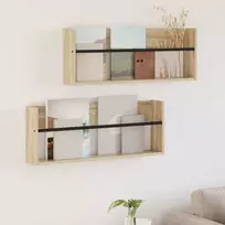 Žurnalų stovas su lentyna 2 pcs Sonoma ąžuolas 80 x 12 x 30 cm