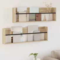 Žurnalų stovas su lentyna 2 pcs Sonoma ąžuolas 100 x 12 x 30 cm