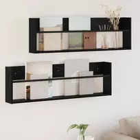 Žurnalų stovas su lentyna 2 pcs Juodas ąžuolas 100 x 12 x 30 cm