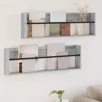 Žurnalų stovas su lentyna 2 pcs Pilkas Sonoma 100 x 12 x 30 cm