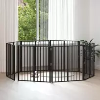Šunų vartai 8 pcs Juodas 80 x 80 cm Cinkuota plienas
