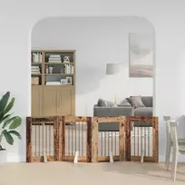 Šunų vartai su stovais 4 pcs Sendintos medienos 60 x 80 cm