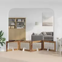 Šunų vartai su stovais 4 pcs Sendintos medienos 100 x 60 cm