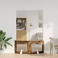 Šunų vartai su stovais 2 pcs Dūminio ąžuolo 80 x 60 cm