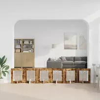 Šunų vartai su stovais 6 pcs Dūminio ąžuolo 60 x 60 cm