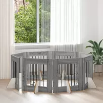 Šunų vartai su stovais 8 pcs Pilka sonoma ąžuolo 60 x 60 cm