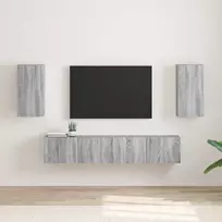 TV sieninė spintelė 2 pcs Pilkas Sonoma 30 x 31 x 60 cm