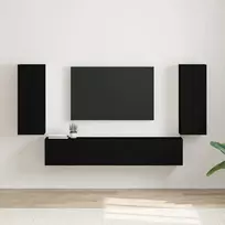TV sieninė spintelė 2 pcs Juoda 30 x 31 x 80 cm