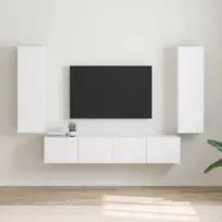TV sieninė spintelė 2 pcs Balta 30 x 31 x 100 cm