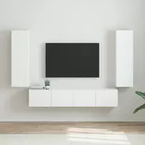 TV sieninė spintelė 2 pcs Blizgus baltas 30 x 31 x 100 cm