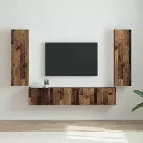 TV sieninė spintelė 2 pcs Senovinis medis 30 x 31 x 100 cm