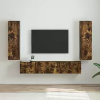 TV sieninė spintelė 2 pcs Rūkyta ąžuolas 30 x 31 x 100 cm
