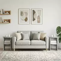 Šoninė spintelė 2 pcs Betono Pilka Ø40 x 50 cm Dirbtinė mediena