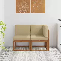 Lauko vidurinė ir kampinė sofa 2 Vienetas Natūralus ir bežinis