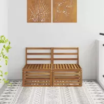 2 Vienetas Lauko Vidurinis Sofa Kietos akacijos mediena
