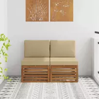 2 Vienetas Lauko Vidurinis Sofa Kietos akacijos mediena