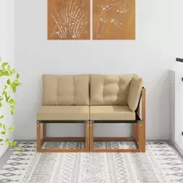 Lauko vidurinė ir kampinė sofa su pagalve 2 Vienetas Natūrali