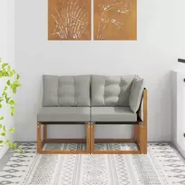 Lauko vidurinė ir kampinė sofa su pagalve 2 Vienetas Natūrali