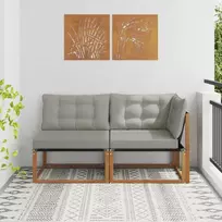 Lauko vidurinė ir kampinė sofa su pagalve 2 Vienetas Natūrali