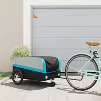Dviračio priekaba, juodos ir mėlynos spalvos, 45kg, geležis