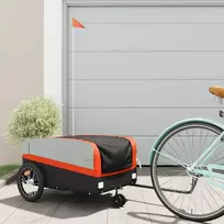 Dviračio priekaba, juodos ir oranžinės spalvos, 45kg, geležis