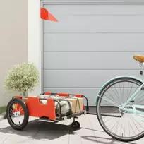 Dviračio priekaba, oranžinė, oksfordo audinys ir geležis