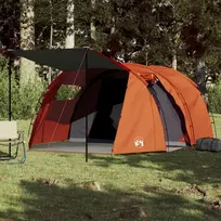 Stovyklavimo palapinė, pilka ir oranžinė, keturvietė, tunelinė