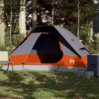 Stovyklavimo palapinė, pilka/oranžinė, dvivietė, kupolinė