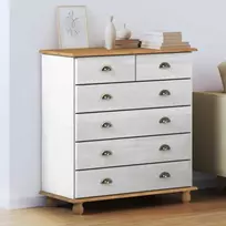 Komoda ASKIM Balta 91 x 40 x 95,5 cm Kietos pušies mediena