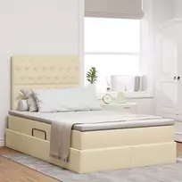 LED saugojimo lova su čiužiniu Kreminė 120 x 190 cm Audinys
