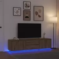 Televizoriaus spintelė su LED, artisano ąžuolas, 193,5x41x50 cm