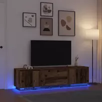 Televizoriaus spintelė su LED, medienos, 193,5x41x50 cm