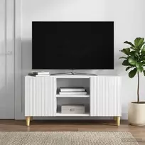 Televizoriaus spintelė Itin blizgi balta 102 x 34,5 x 50 cm