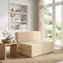 Sulankstomas Sofos Lova Kreminė 70 x 80 x 60 cm Audinys