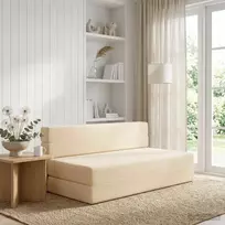 Sulankstomas Sofos Lova Kreminė 152 x 86,5 x 60 cm Audinys