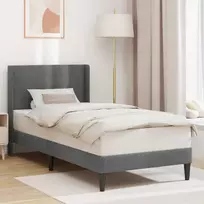 Lovos rėmas su galvūgalio Tamsiai pilka 90 x 200 cm Aksomas