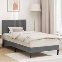 Lovos rėmas su galvūgalio Tamsiai pilka 90 x 200 cm Aksomas