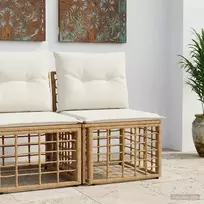 Modulinė lauko sofa be rankų Natūrali poliratanas