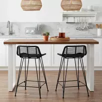Baro taburetė 2 pcs Juoda 44 x 45 x 76 cm Ratana ir Plienas