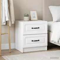 Šalia lovos spintelė su stalčių 2 pcs Balta 43 x 34,5 x 44,5 cm