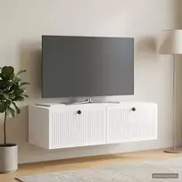 Sieninė TV spintelė Itin blizgi balta 98 x 41 x 30 cm