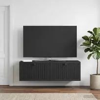 Sieninė TV spintelė Juoda 98 x 31 x 30 cm Apdirbta mediena