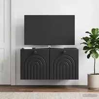 Sieninė TV spintelė Juoda 59,5 x 41 x 30 cm Apdirbta mediena
