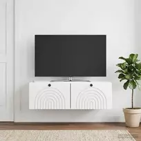 Sieninė TV spintelė Itin blizgi balta 98 x 41 x 30 cm