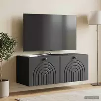 Sieninė TV spintelė Juoda 78,5 x 31 x 30 cm Apdirbta mediena