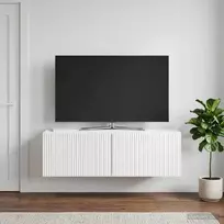 Sieninė TV spintelė Itin blizgi balta 98 x 31 x 30 cm