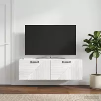 Sieninė TV spintelė Itin blizgi balta 98 x 41 x 30 cm